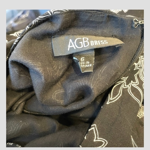 AGB Pin Up Style Fit and Flare Tulle Dress Belted Halter Top Cotton Black Floral - Picture 6 of 7